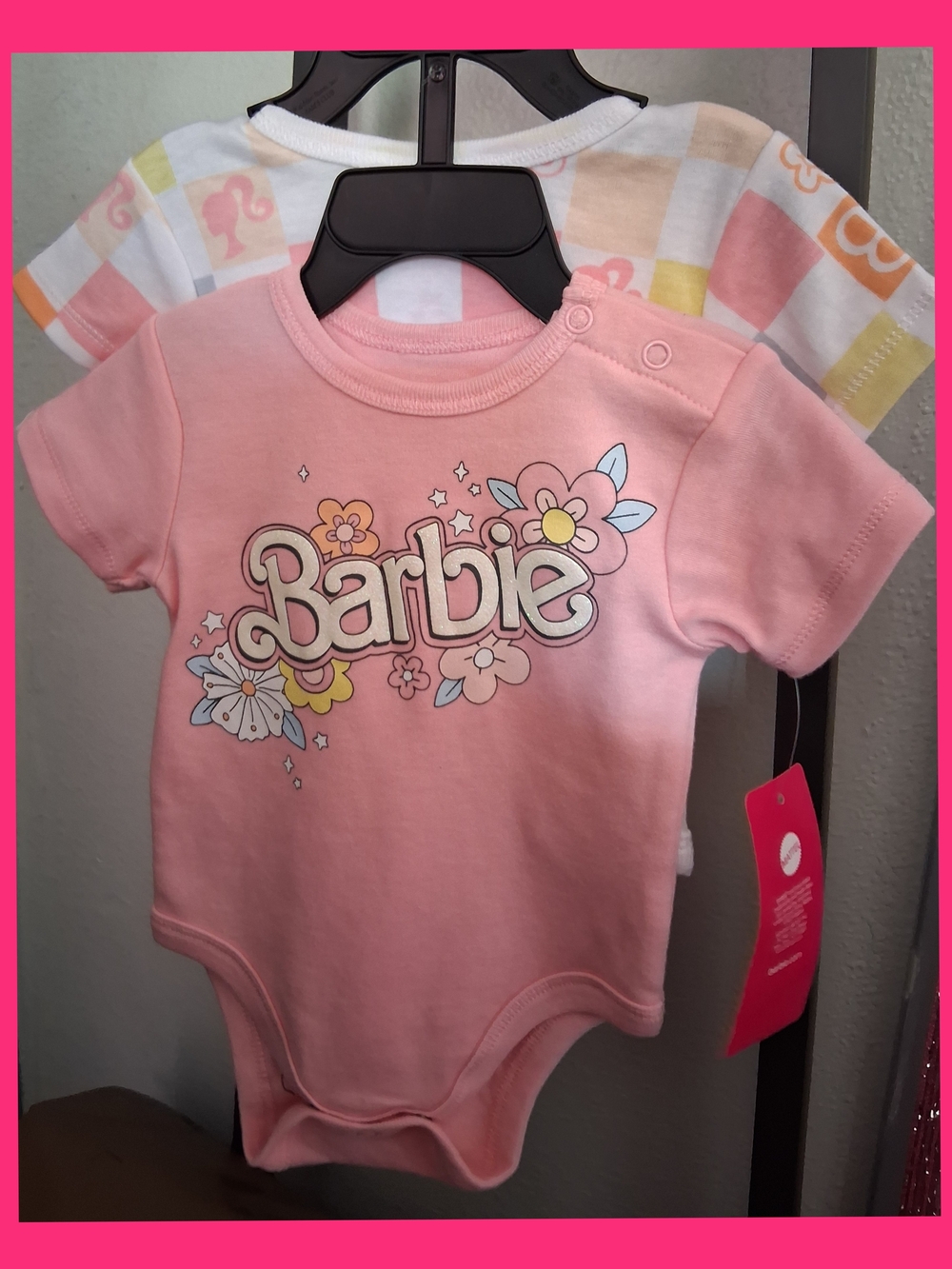 🆕️Barbie Pink Floral Logo Baby One-Piece